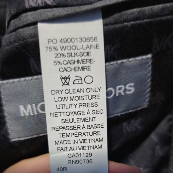 Michael Kors Charcoal Men's Wool Cashmere Luxury Classic Fit Sport Coat size 40R - Picture 3 of 6